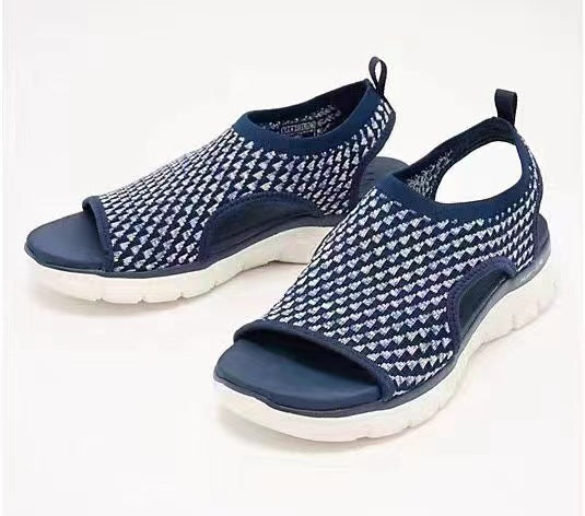 Peep-toe Sandals For Sports Summer Heart-shaped Print Mesh Shoes