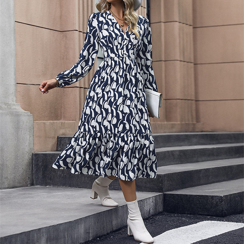 Long Sleeve Printed Dress