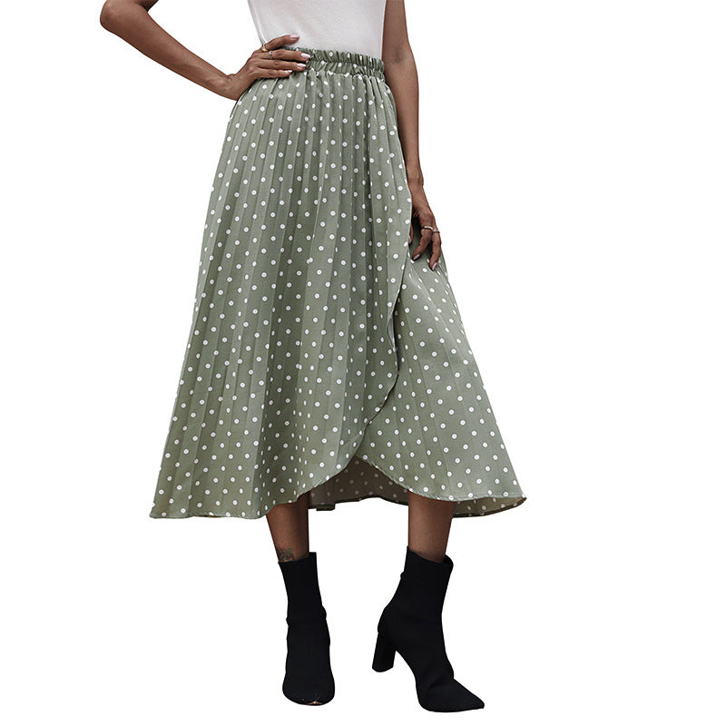 Green Irregular Polka Dot Skirt