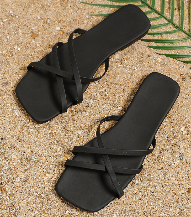 Flat Slippers Strap-cross Summer Beach slippers