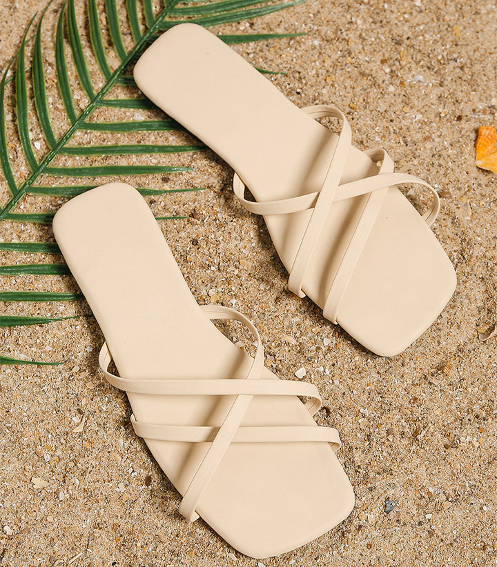 Flat Slippers Strap-cross Summer Beach slippers