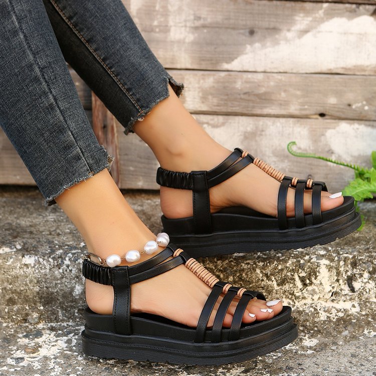 Women's Wedges Platform Sandals Summer Strap-design Beach Shoes