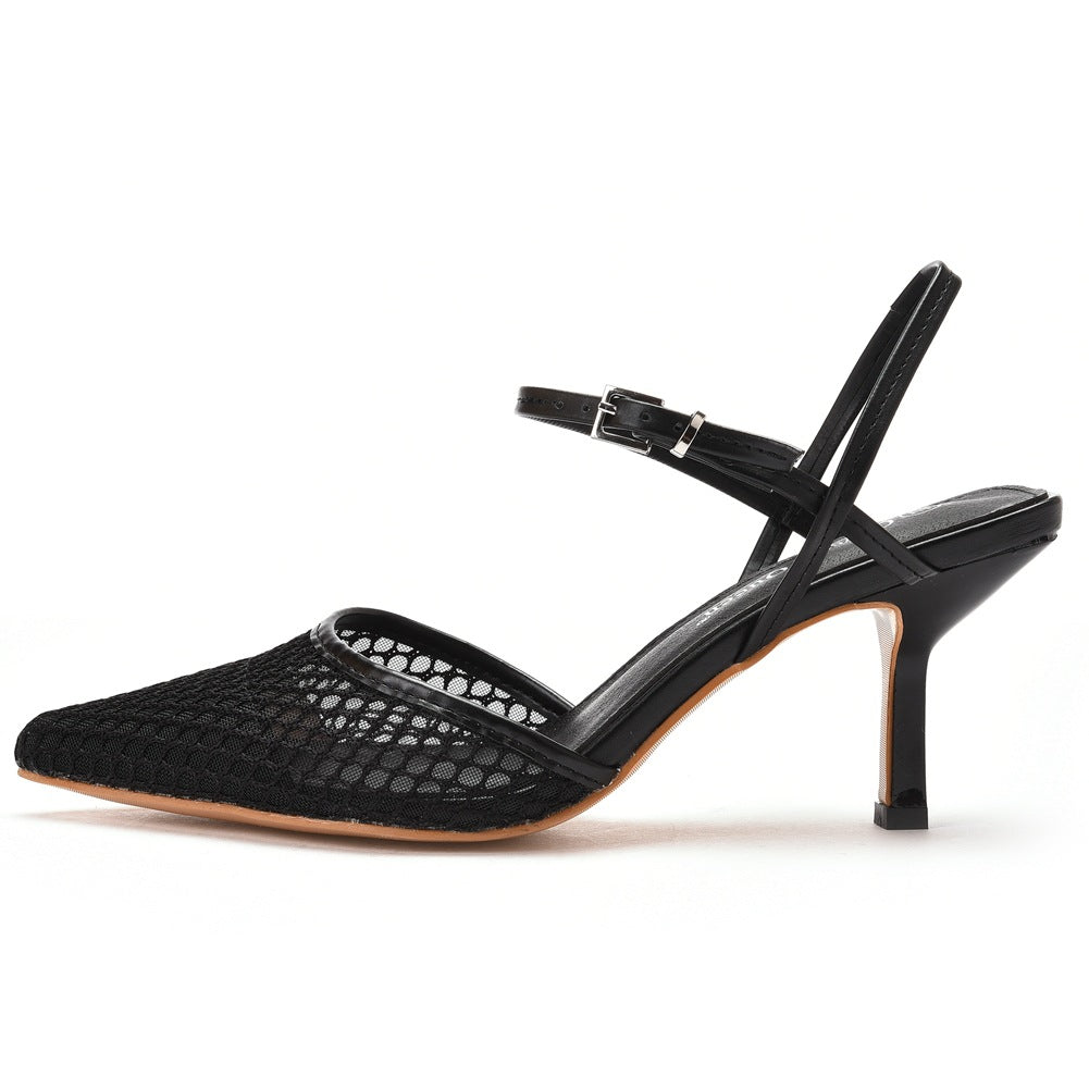 7cm Mesh Breathable Low-cut Pointed Sandals