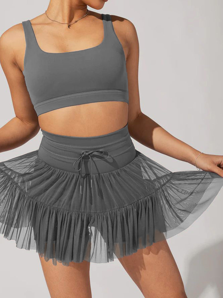 Casual Lace Up Pleated Skirt Skirt