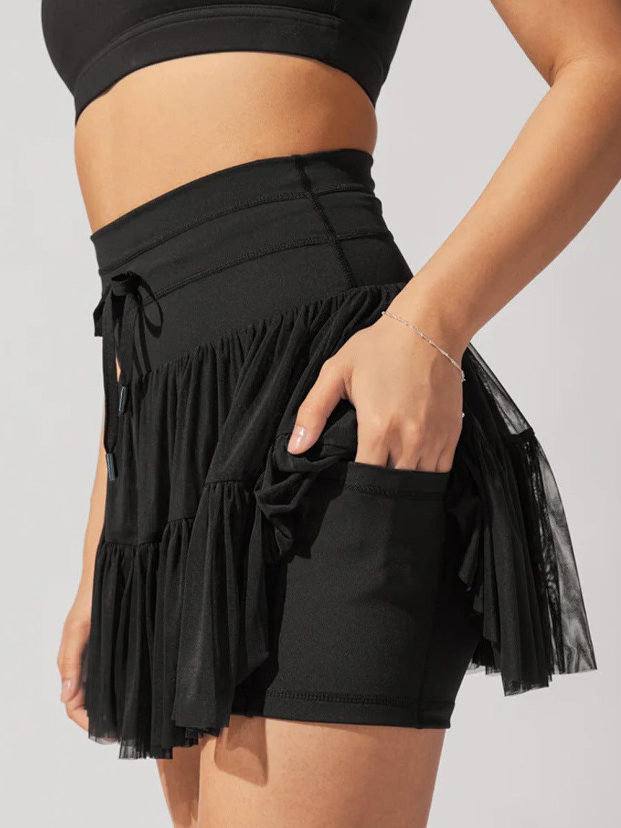 Casual Lace Up Pleated Skirt Skirt