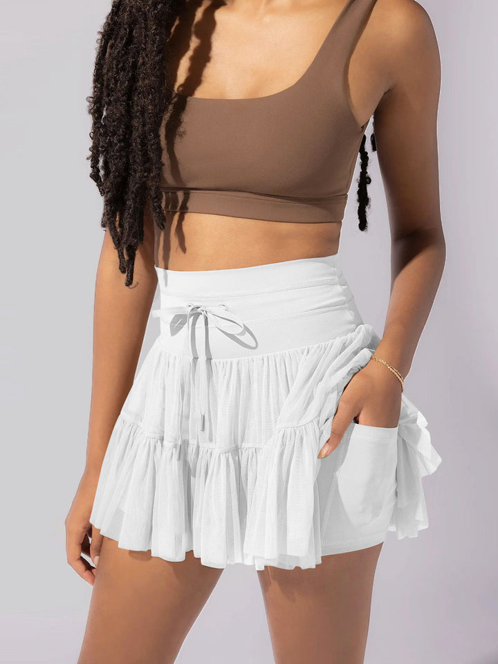 Casual Lace Up Pleated Skirt Skirt