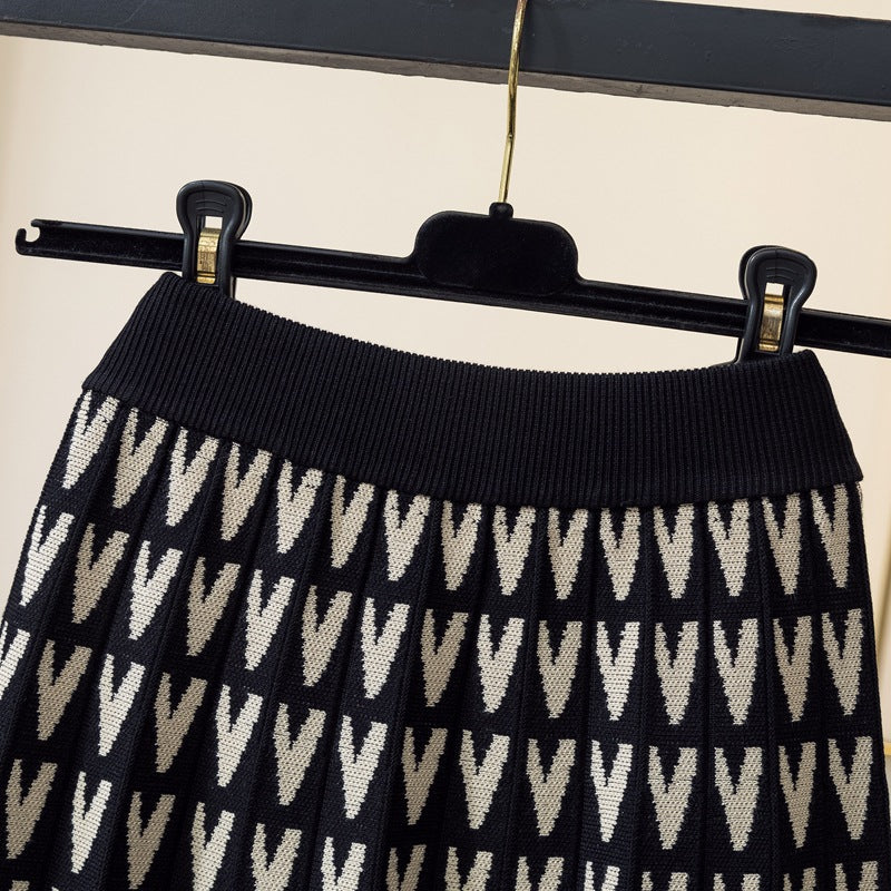 Gentle Knitted Skirt Winter With Sweater