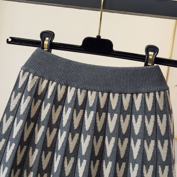 Gentle Knitted Skirt Winter With Sweater