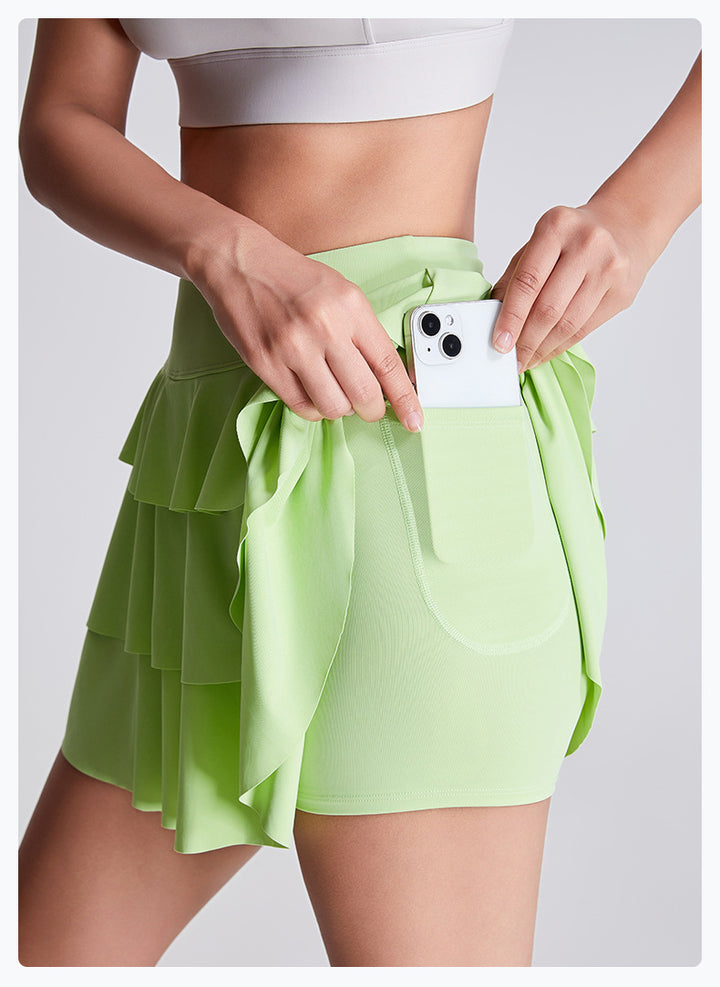 High Waist Hip Lift Tennis Skirt Fake Two Pieces Skirt