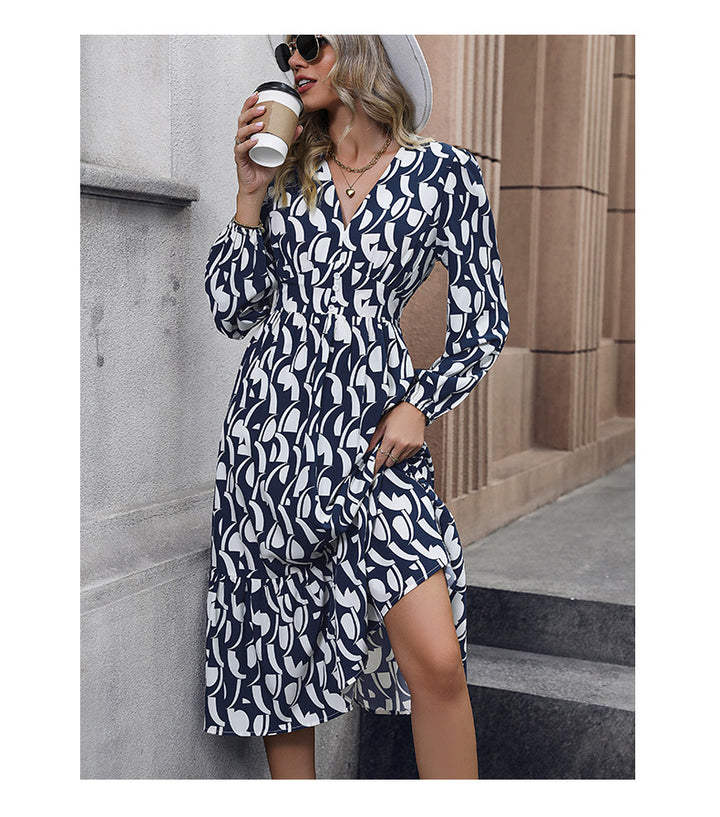 Long Sleeve Printed Dress