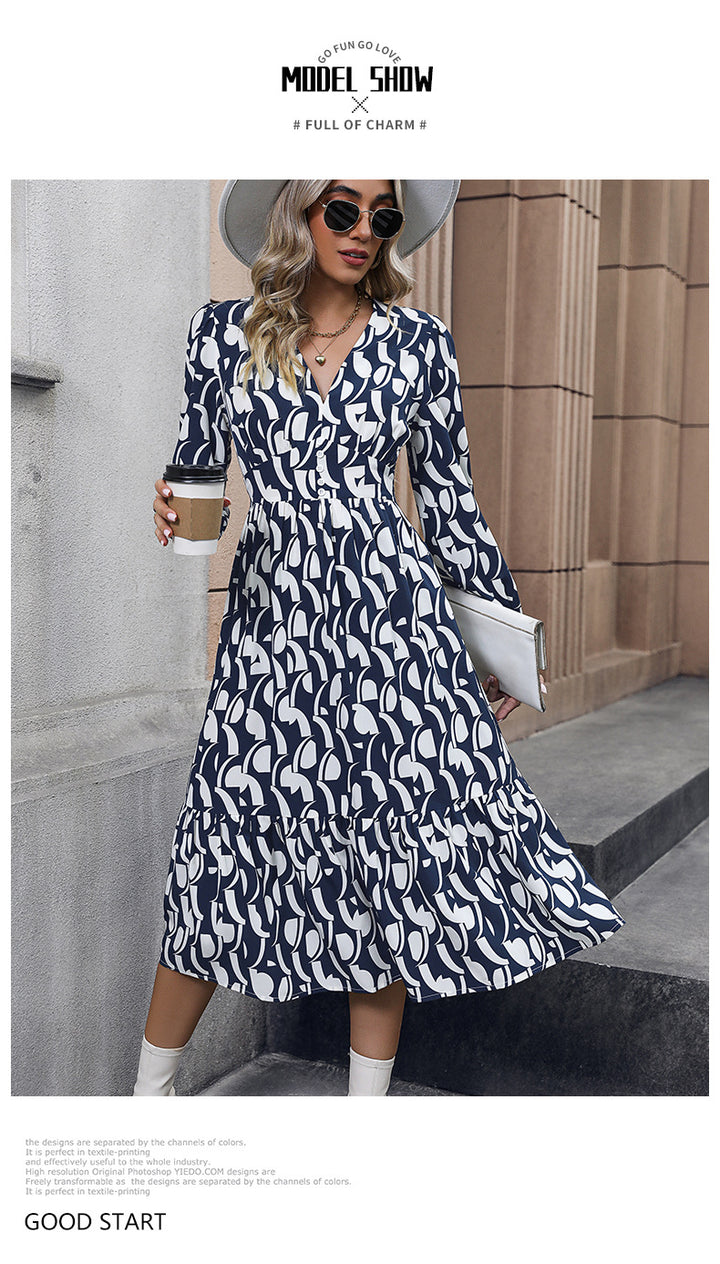 Long Sleeve Printed Dress