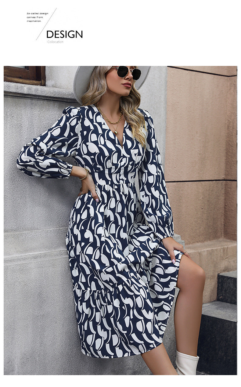 Long Sleeve Printed Dress