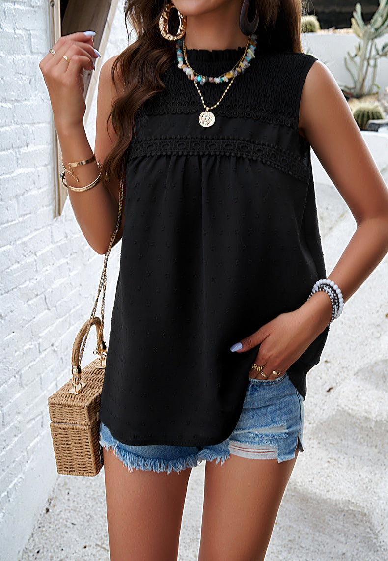 Fashion Temperament Leisure Solid Color Sleeveless Vest Top