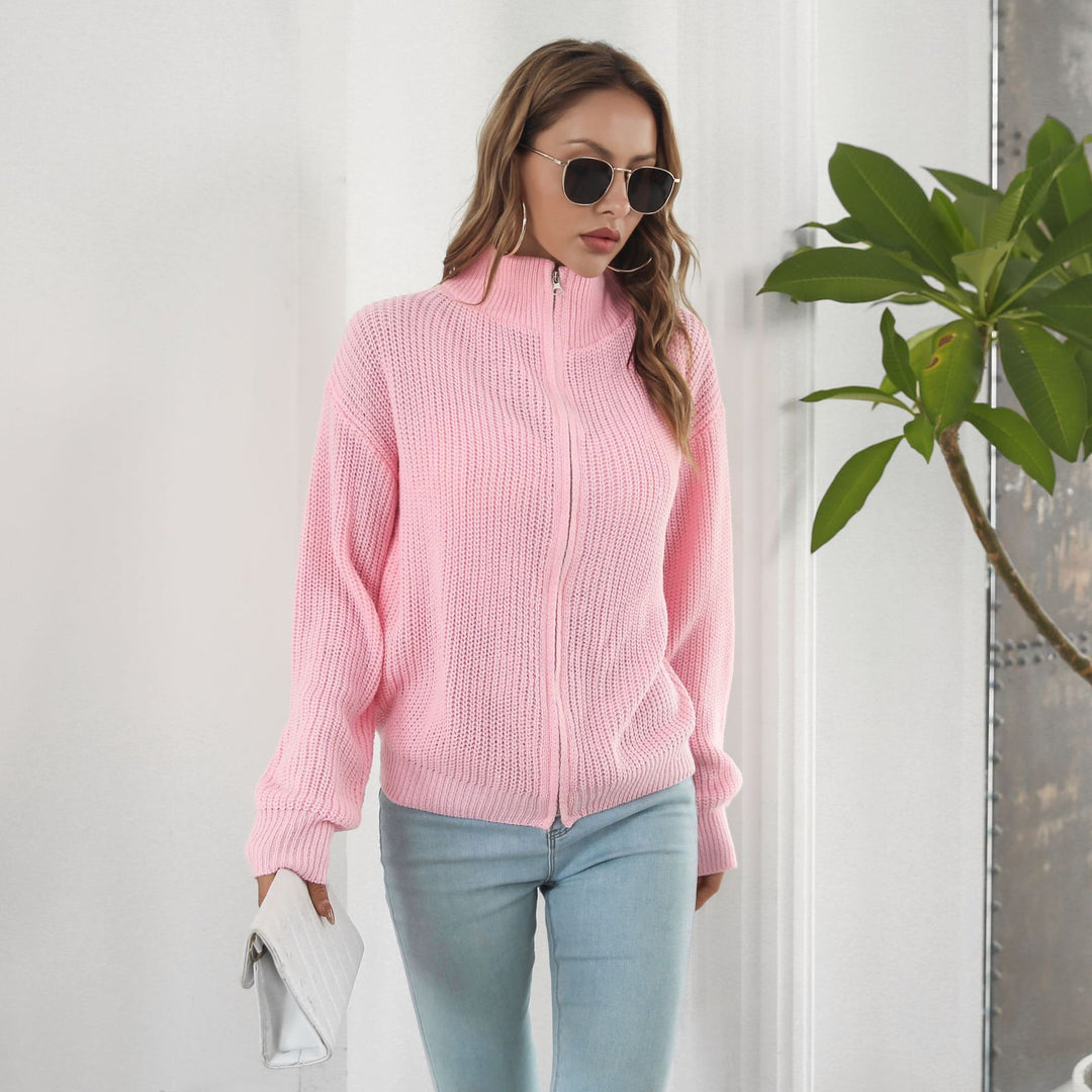 Fashion Zipper Sweater Coat For Women