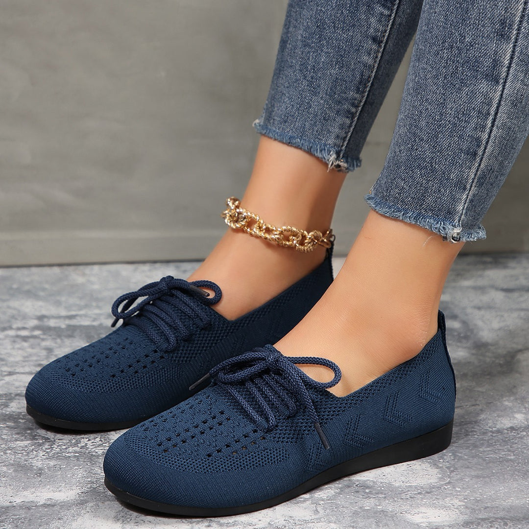 Lace-up Flats Fashion Breathable Lazy Mesh Shoes