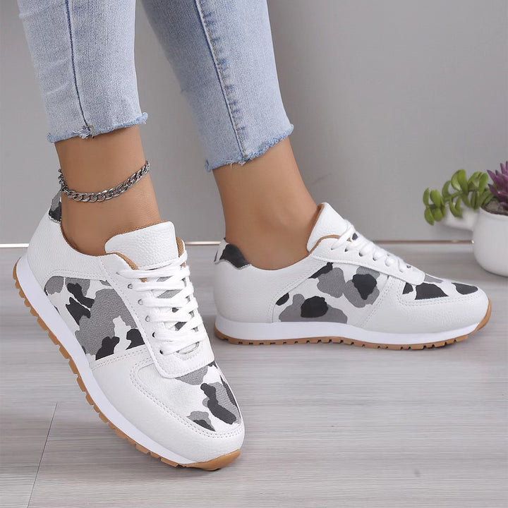 Fashoin Leopard Print Lace-up Sports Shoes , Sneakers Casual Running Walking Flat Shoes