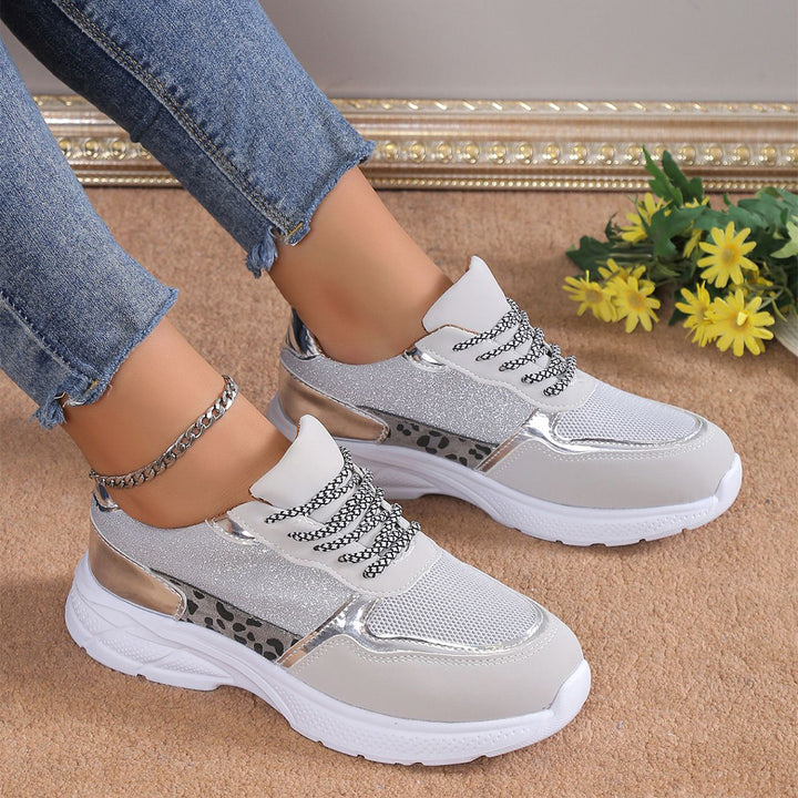 Lace Up Sneakers Breathable Mesh Flat Shoes Fashion Casual Lightweight Running Sports Shoes