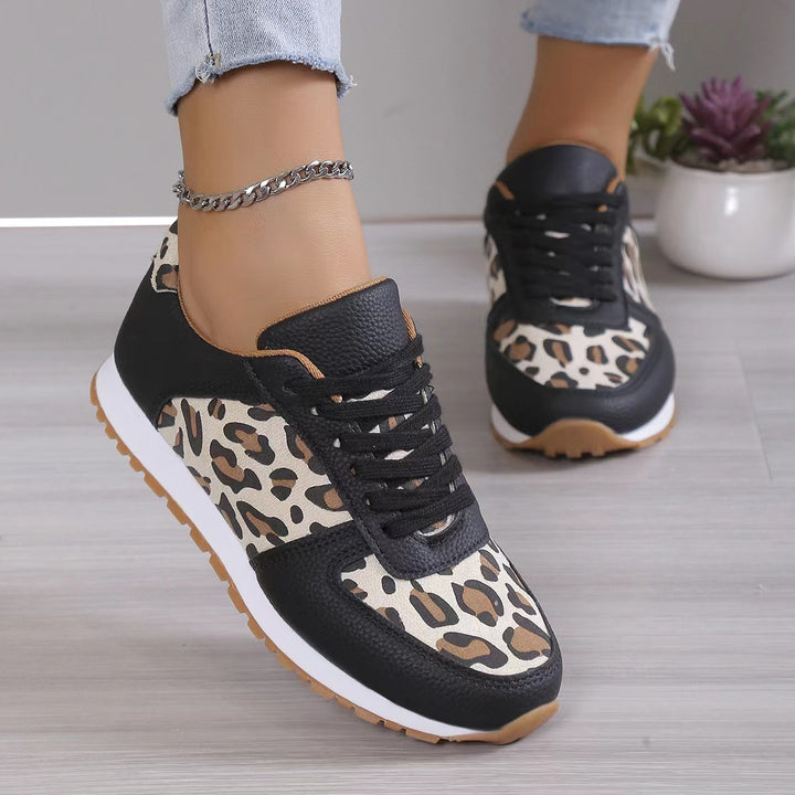 Fashoin Leopard Print Lace-up Sports Shoes , Sneakers Casual Running Walking Flat Shoes