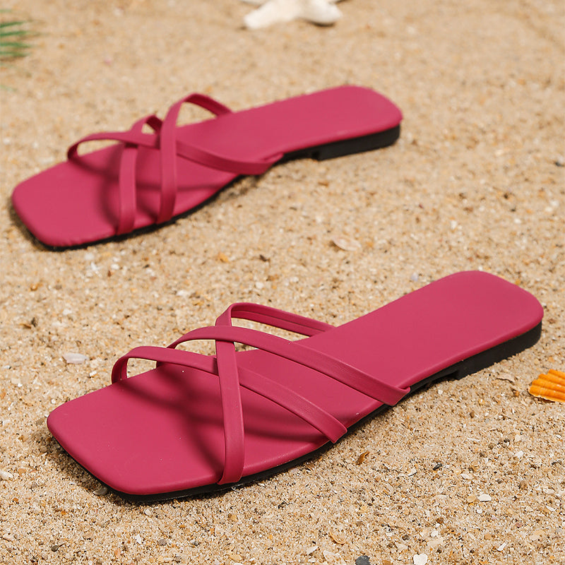 Flat Slippers Strap-cross Summer Beach slippers