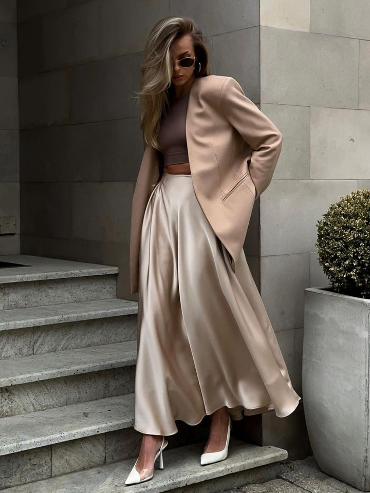 Fashion Graceful Satin Satin Long Skirt