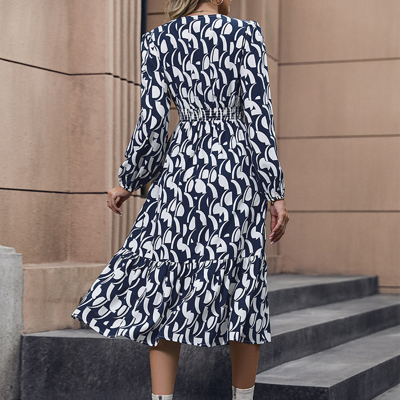 Long Sleeve Printed Dress