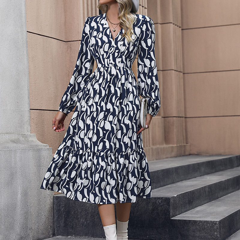 Long Sleeve Printed Dress