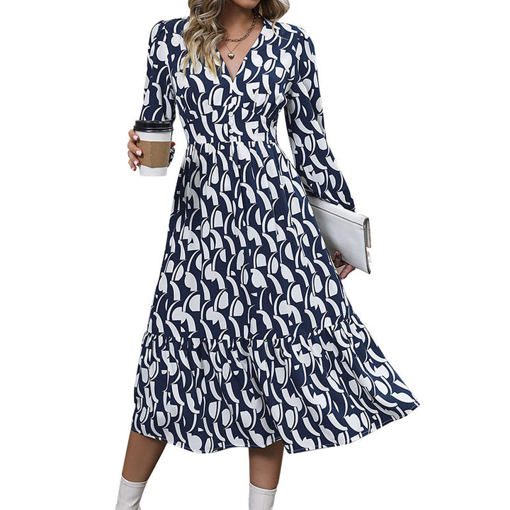 Long Sleeve Printed Dress