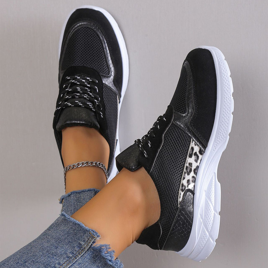 Lace Up Sneakers Breathable Mesh Flat Shoes Fashion Casual Lightweight Running Sports Shoes