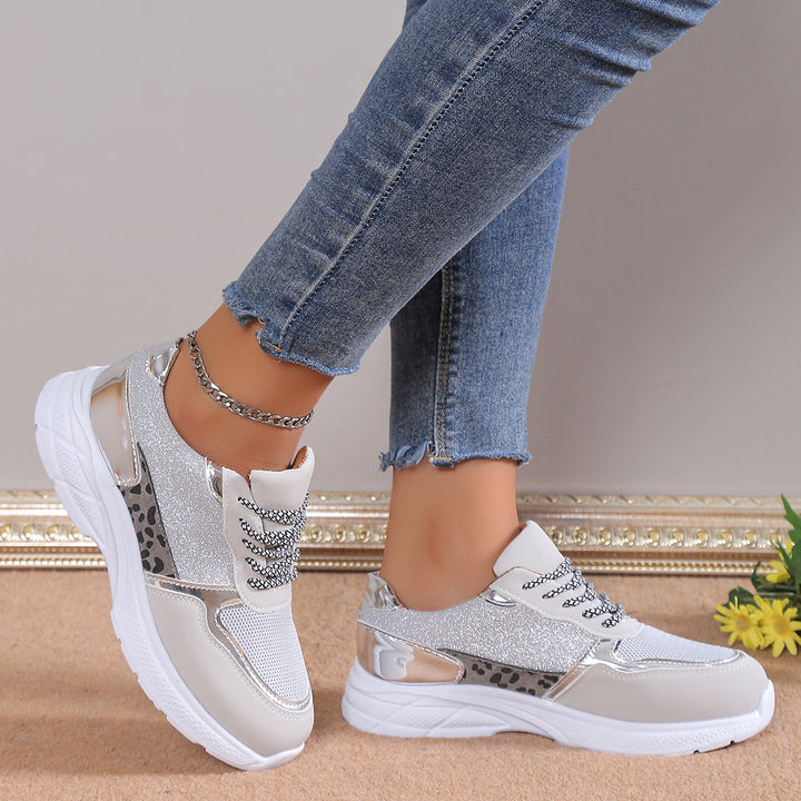 Lace Up Sneakers Breathable Mesh Flat Shoes Fashion Casual Lightweight Running Sports Shoes