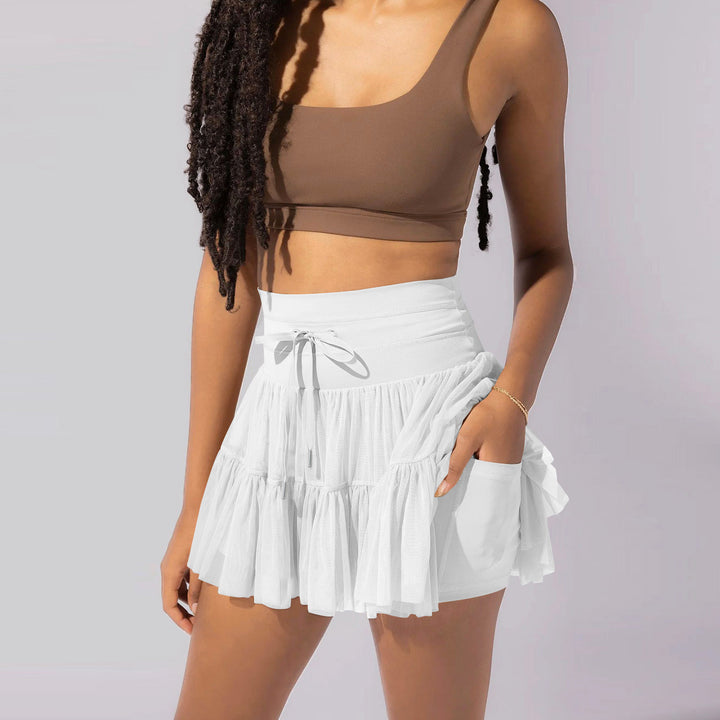 Casual Lace Up Pleated Skirt Skirt