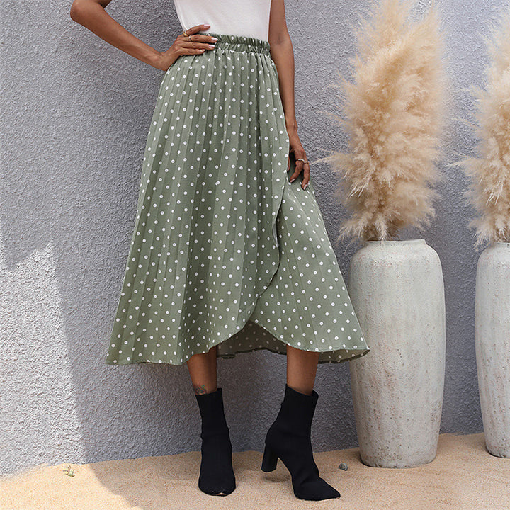 Green Irregular Polka Dot Skirt