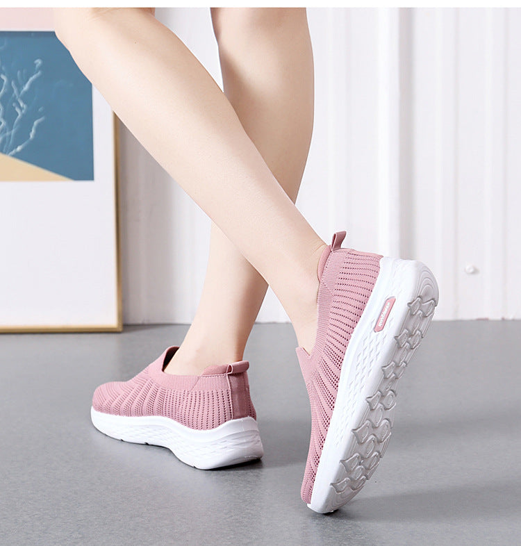 Casual Mesh Shoes Sock Slip On Flat Shoes  Sneakers Casual Soft Sole Walking Sports Shoe