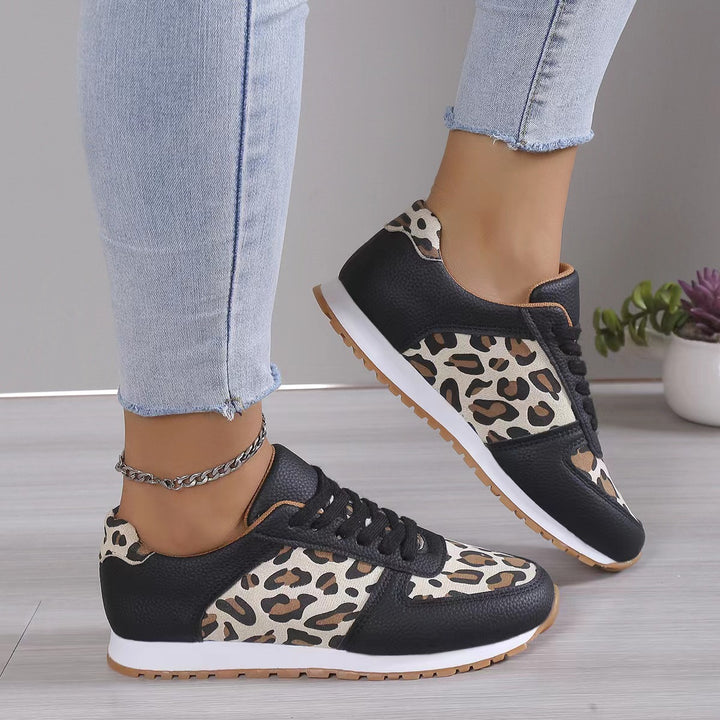 Fashoin Leopard Print Lace-up Sports Shoes , Sneakers Casual Running Walking Flat Shoes