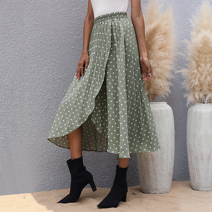 Green Irregular Polka Dot Skirt