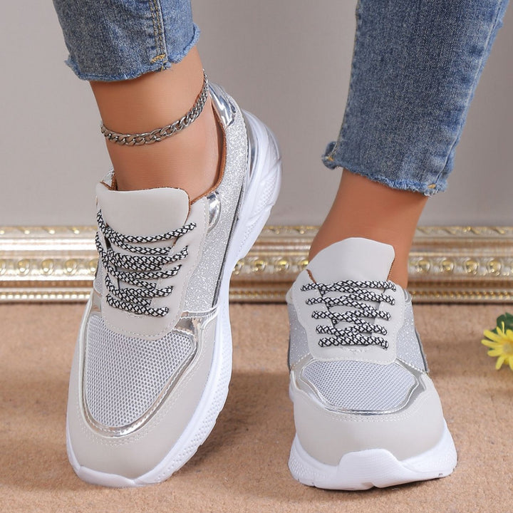 Lace Up Sneakers Breathable Mesh Flat Shoes Fashion Casual Lightweight Running Sports Shoes