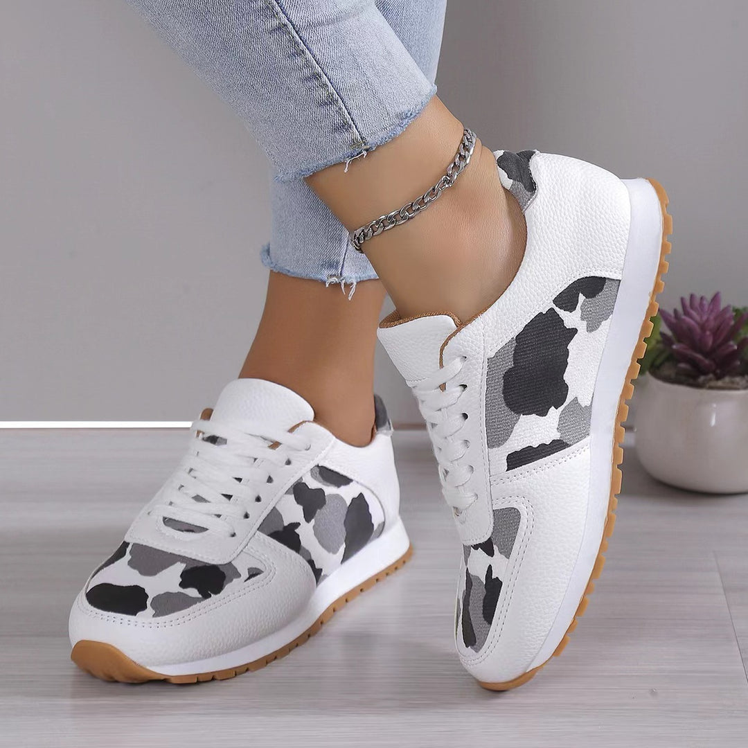 Fashoin Leopard Print Lace-up Sports Shoes , Sneakers Casual Running Walking Flat Shoes