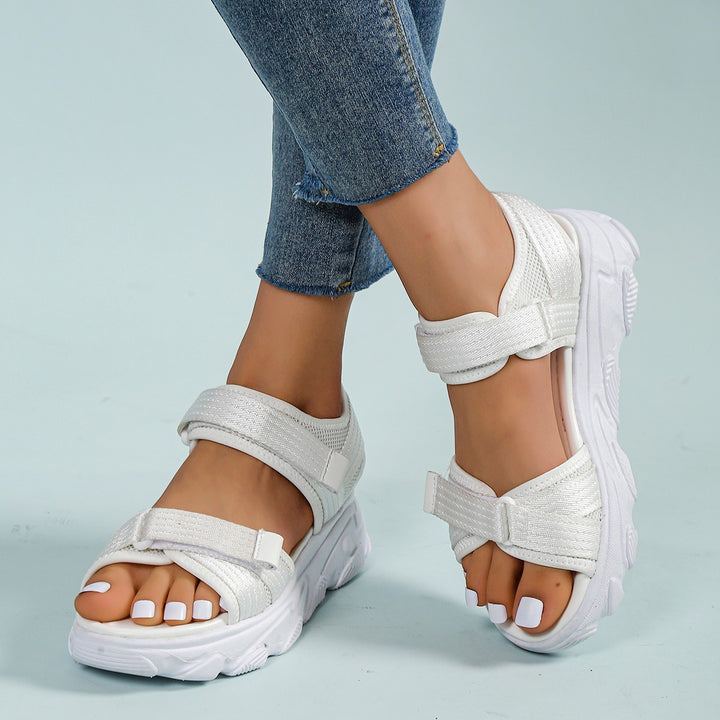 Women's Platform Round Toe Peep Toe Velcro Casual Sandals