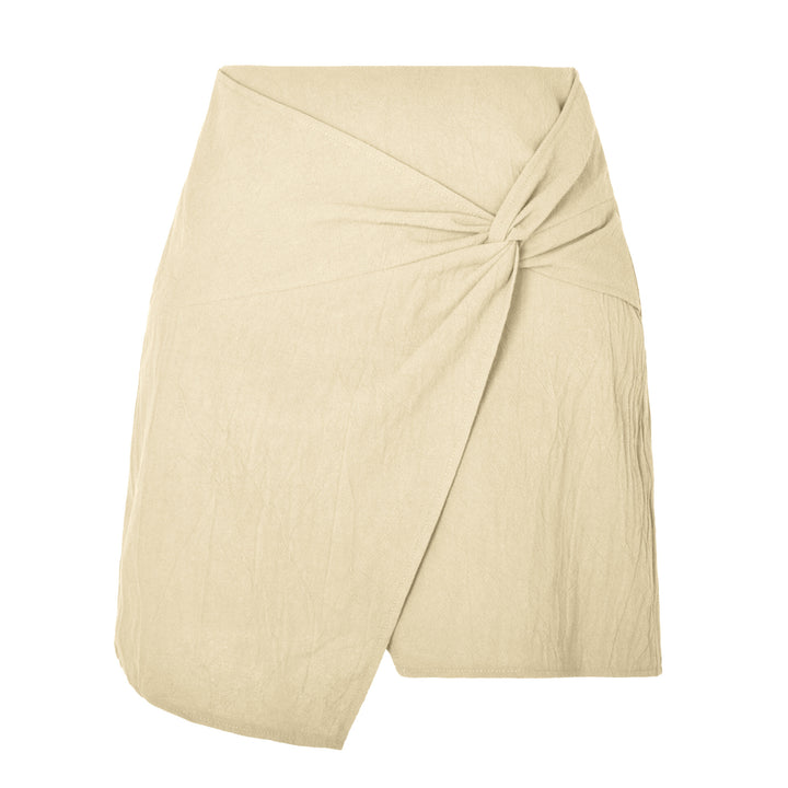 High Waist Cotton And Linen Twisted Skirt