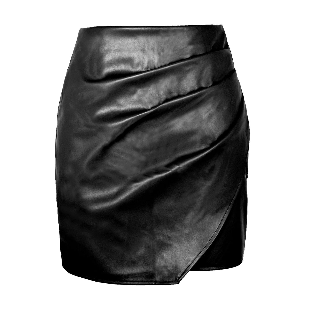 High Waist Irregular PU Leather Skirt