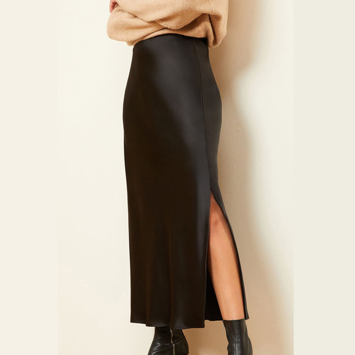 High Waist Elastic Split Skirt