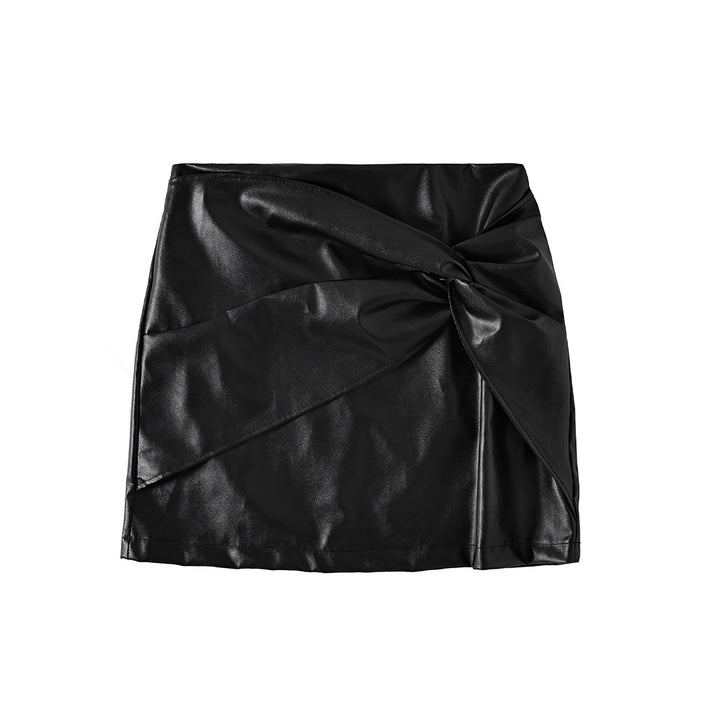 Versatile Casual High Waist PU Leather Skirt