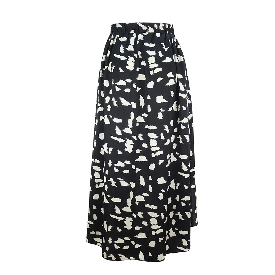 Ruffled Printed Irregular Swing Skirt