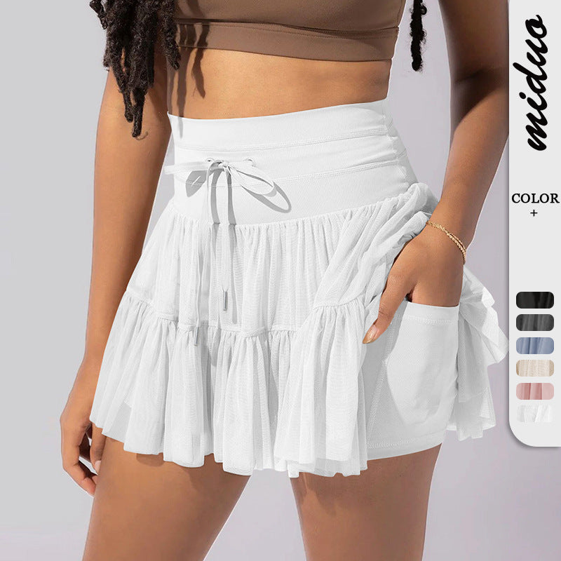 Casual Lace Up Pleated Skirt Skirt