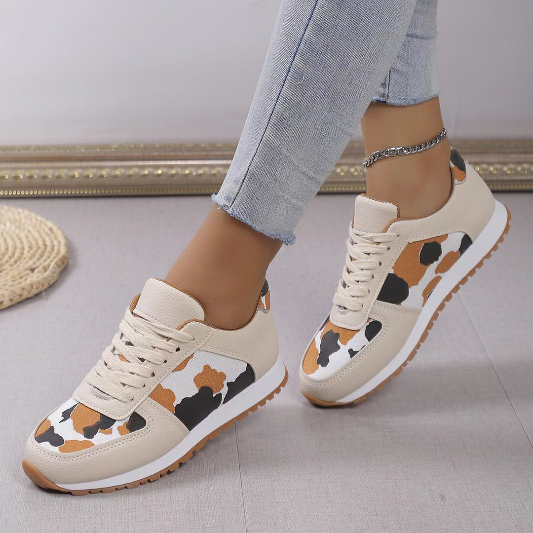 Fashoin Leopard Print Lace-up Sports Shoes , Sneakers Casual Running Walking Flat Shoes