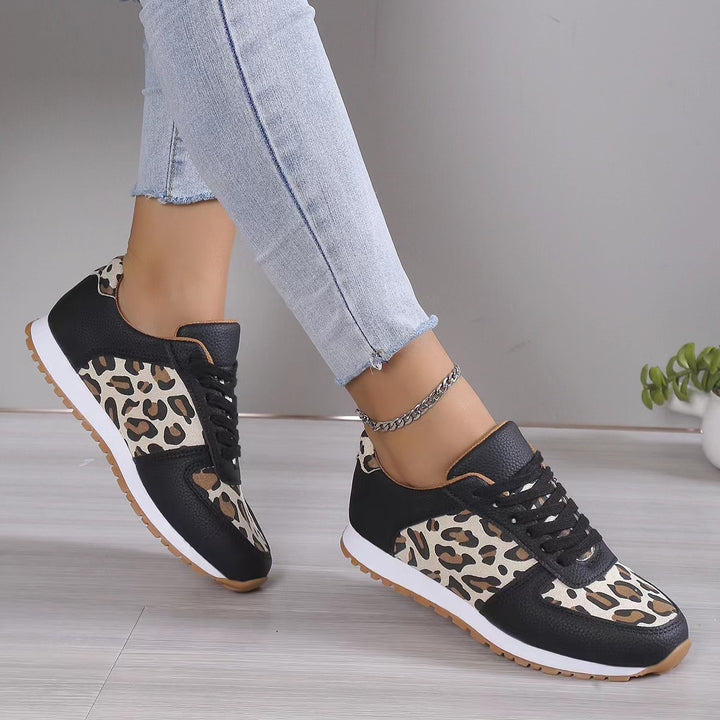 Fashoin Leopard Print Lace-up Sports Shoes , Sneakers Casual Running Walking Flat Shoes