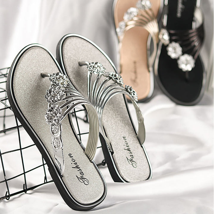 Summer Flip Flops Rhinestone Flat Slippers