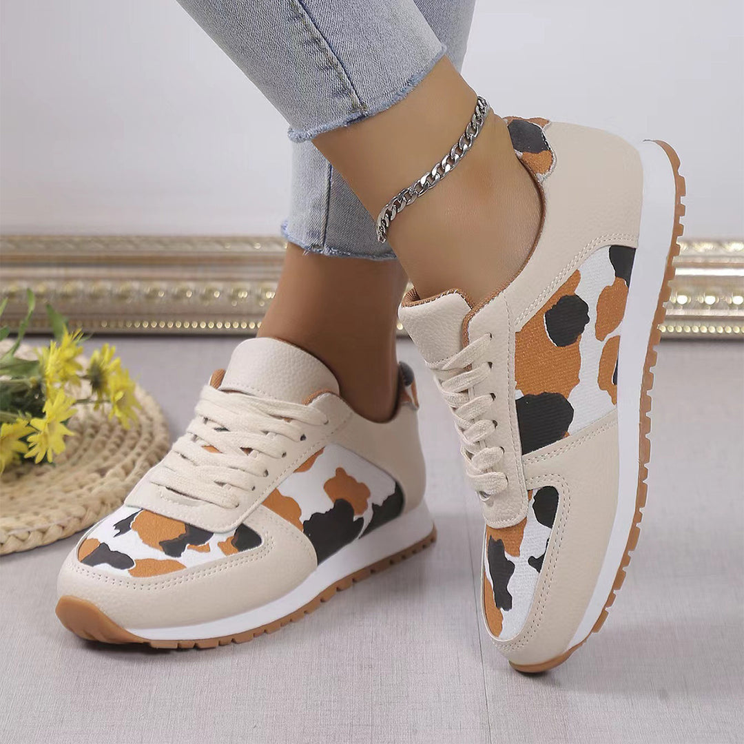 Fashoin Leopard Print Lace-up Sports Shoes , Sneakers Casual Running Walking Flat Shoes