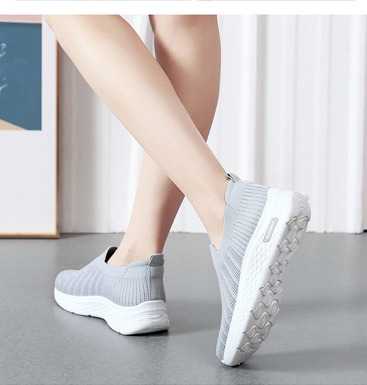 Casual Mesh Shoes Sock Slip On Flat Shoes  Sneakers Casual Soft Sole Walking Sports Shoe