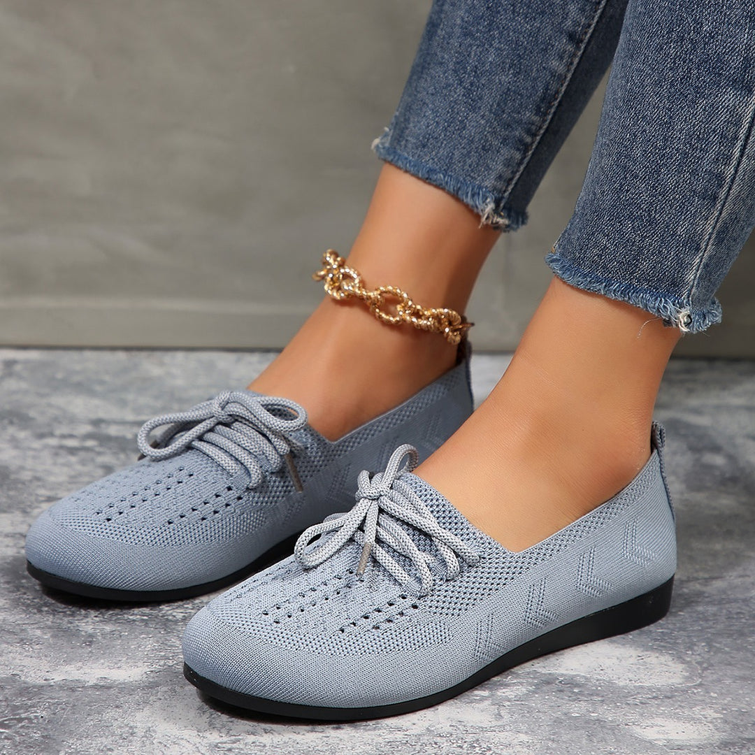 Lace-up Flats Fashion Breathable Lazy Mesh Shoes