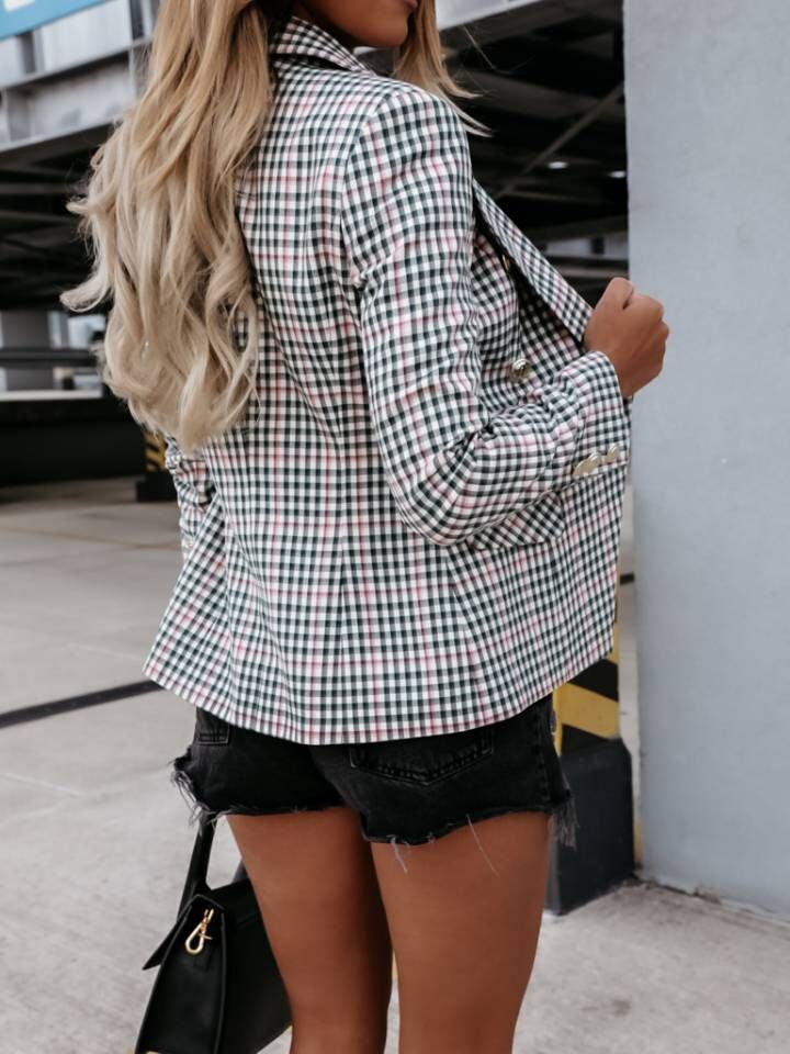 Autumn Top Loose Long Sleeve Plaid Blazer